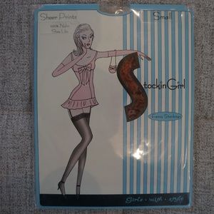 Stocking Girl - Opaque Printed Tights, Brwn/Org